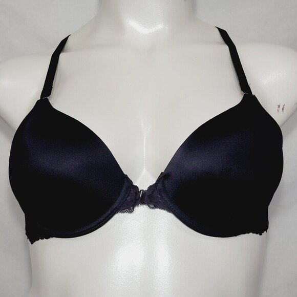 36DD Maidenform 7112 Front Close Lace Trim Underwire Bra Black - Picture 2 of 5